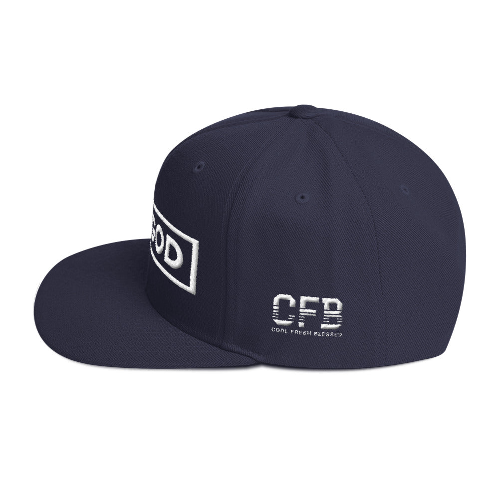 m+G Snapback Hat (white on black)