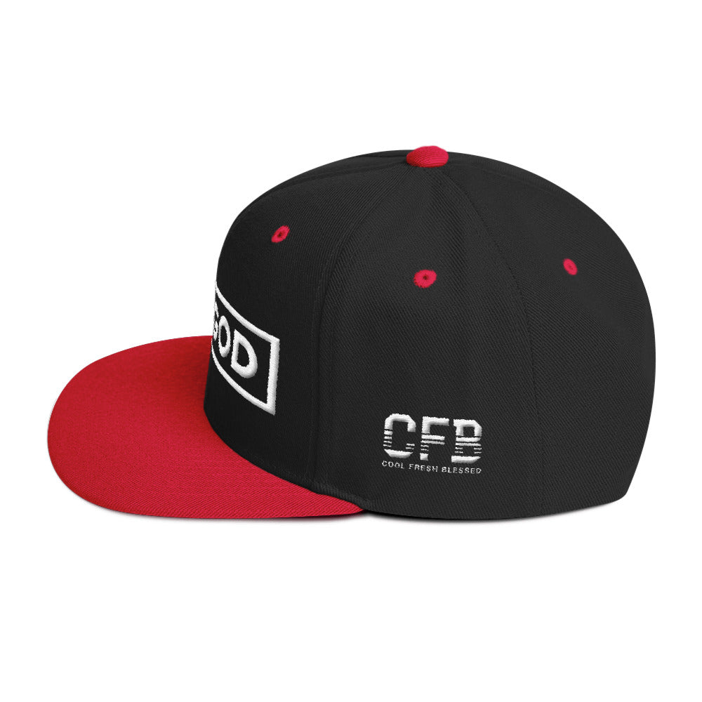 m+G Snapback Hat (white on black)