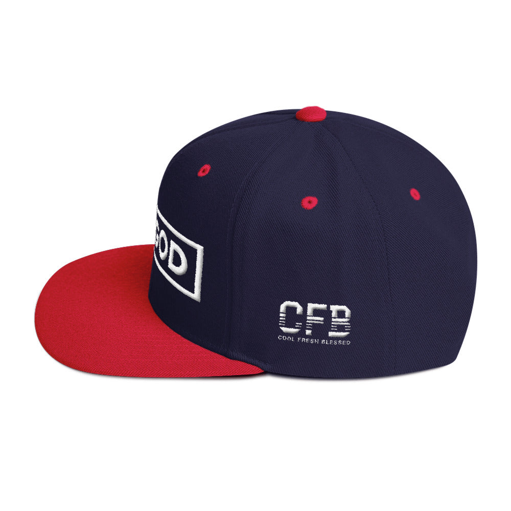 m+G Snapback Hat (white on black)